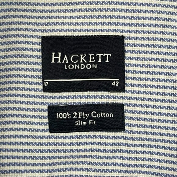 Hackett Men's Blue Striped Long Sleeve Button Down Shirt Size 17 - Picture 7 of 9